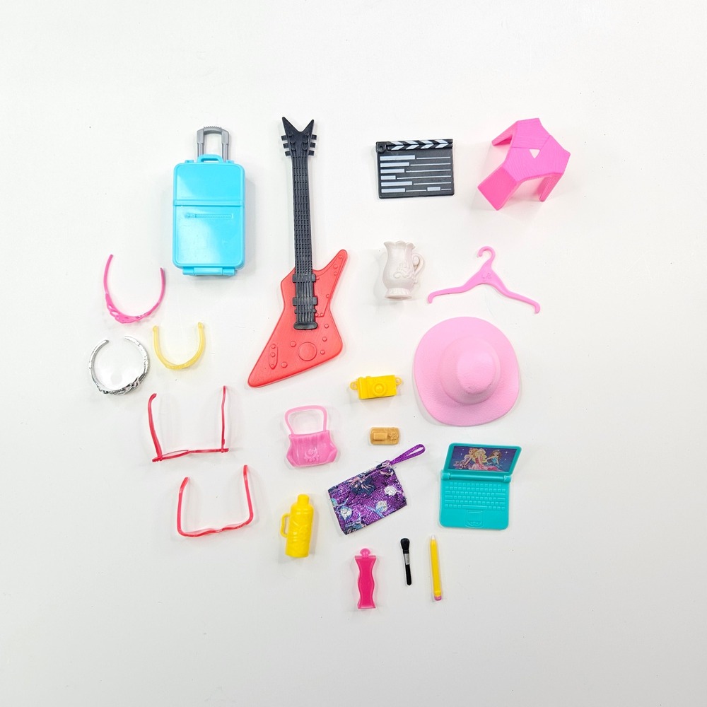 Barbie Doll Accessories Kids OS Multicolor Travel Music Fashion Play Set 21pc